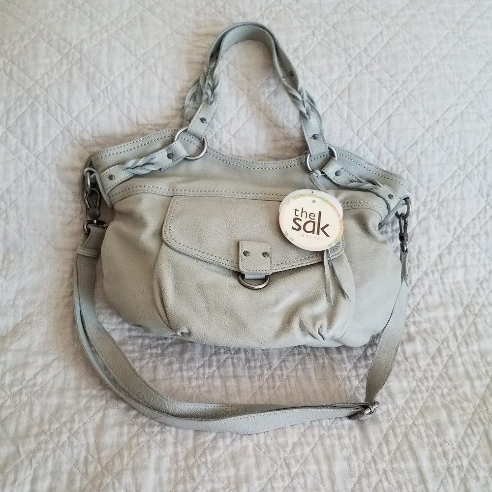 The Sak Kennedy Blue Green Leather Satchel Bag